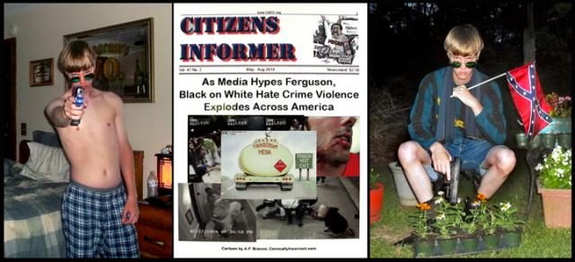 "You talkin' to me!"  Dylann Roof posturing with his new Glock and the Council of Conservative Citizens website